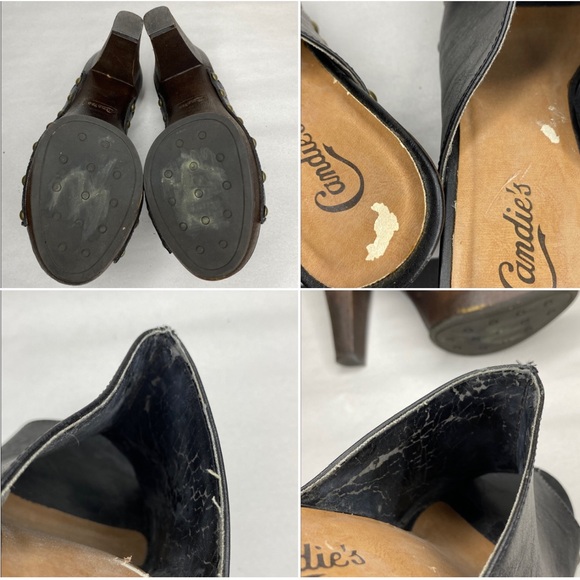 Candie’s Faux Leather & Wood Studded Platform Heel Mules Size 8.5 - Picture 8 of 8